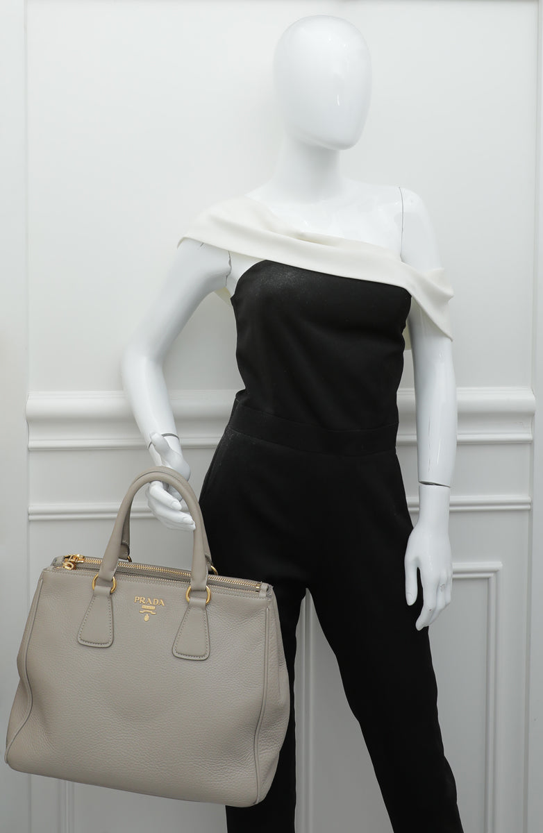 Prada Pomice Vitello Daino Double Zip Tote Bag