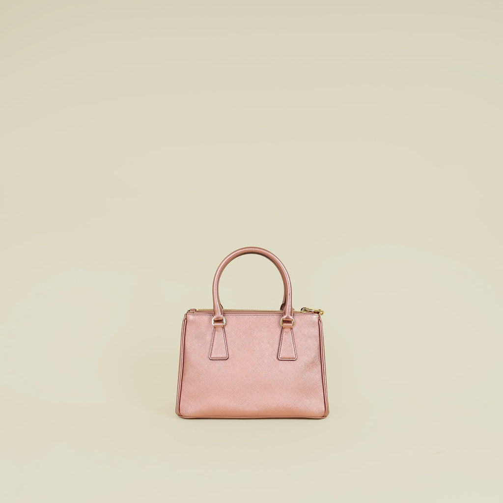 Prada Metallic Rose Galleria Small Tote Bag