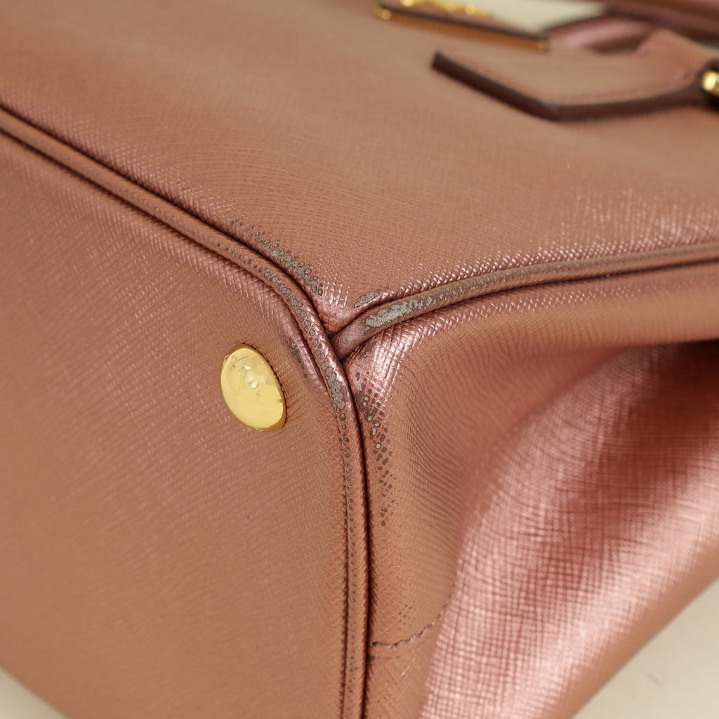 Prada Metallic Rose Galleria Small Tote Bag