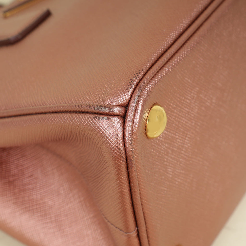 Prada Metallic Rose Galleria Small Tote Bag
