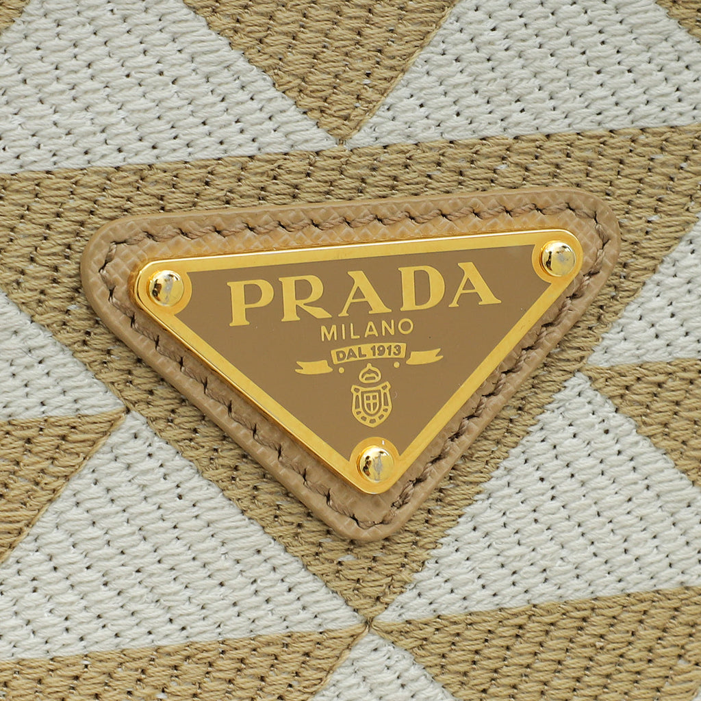 Prada Bicolor Symbole Embroidered Tote Bag