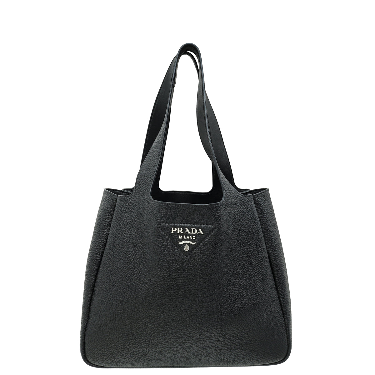 Prada Black Triangle Logo Tote Large Bag