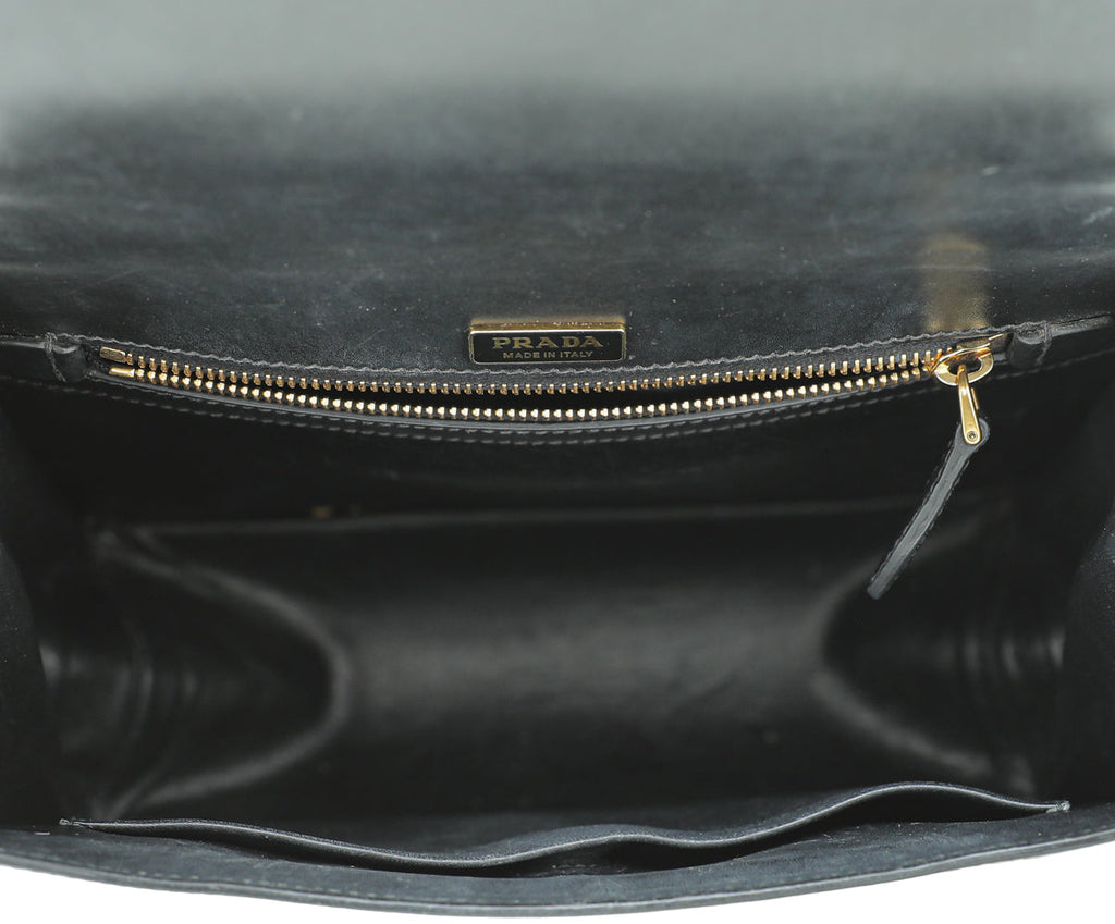 Prada Black Lion's Head Cahier Bag W/Tiger's Head Sherling Top Handle