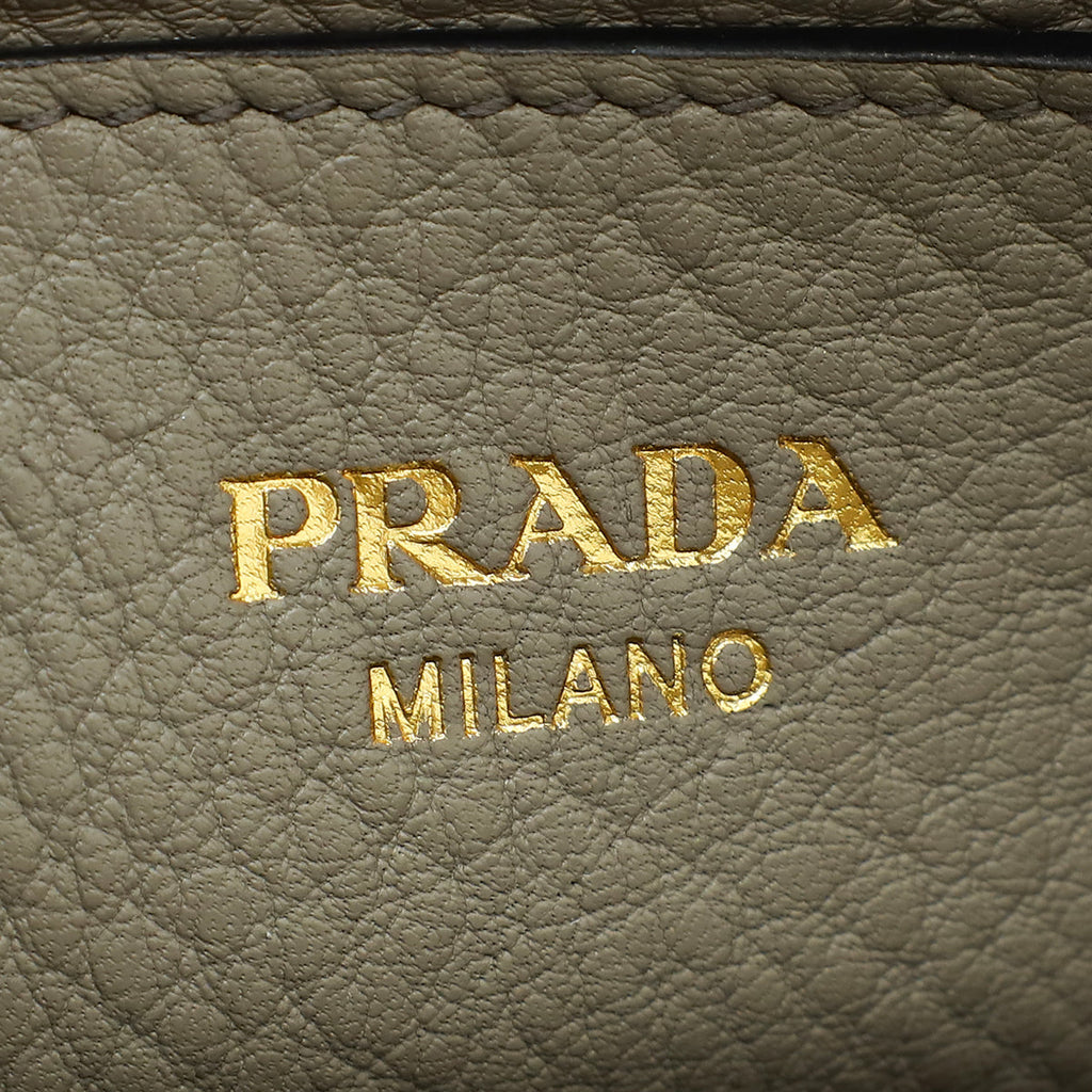 Prada Argilla Gray Vitello Phenix Flap Camera Bag