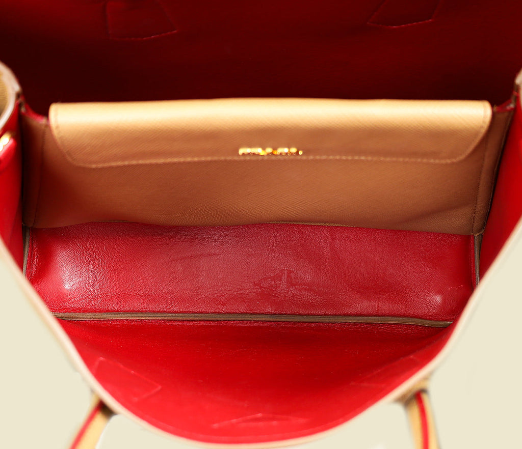 Prada Caramel Cuir Double Handle Large Bag