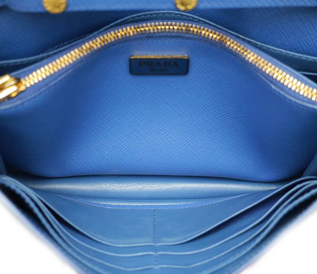 Prada Blue Lux Wallet on Strap