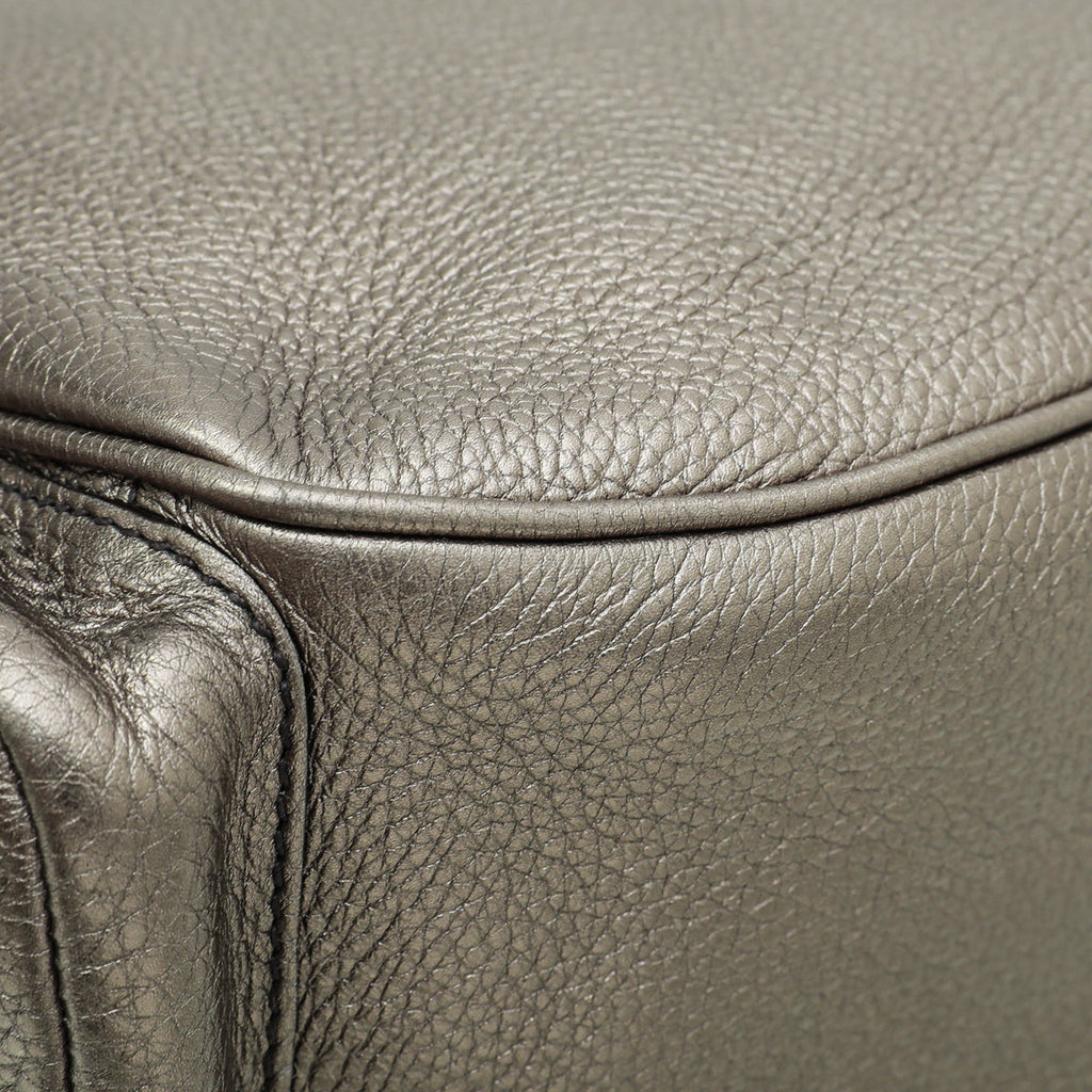 Prada Metallic Light Olive Side Pocket Vitello Daino Hobo Bag
