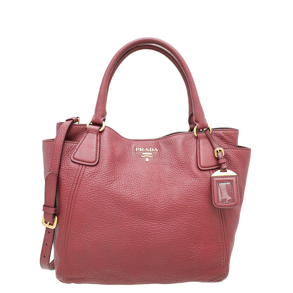 Prada Marron Vitello Daino Tote Handle Bag