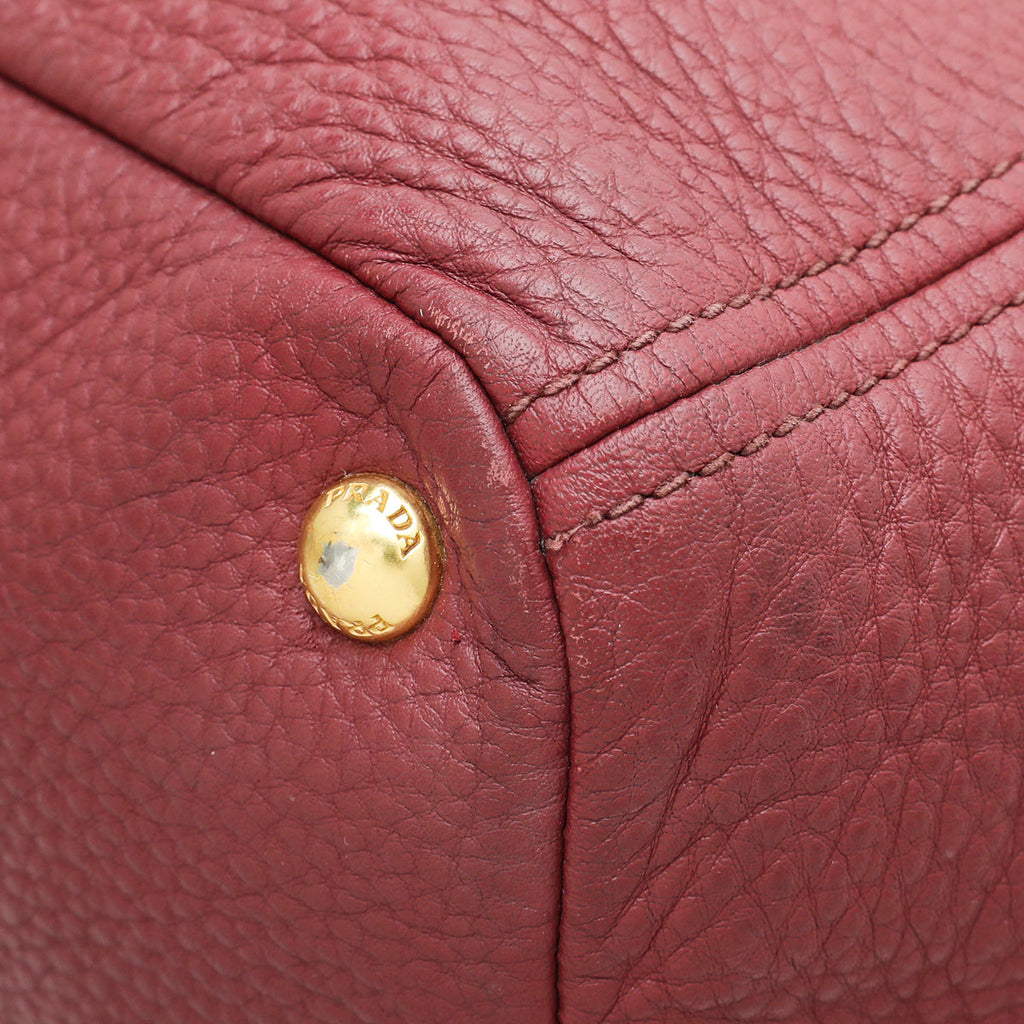 Prada Marron Vitello Daino Tote Handle Bag