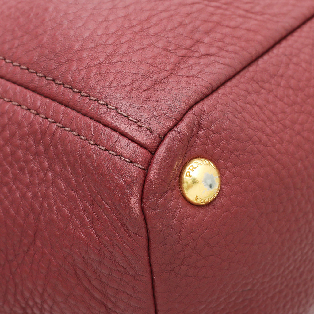 Prada Marron Vitello Daino Tote Handle Bag