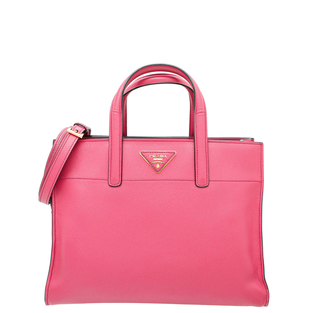 Prada Fuchsia Soft Triple Pocket Tote Bag