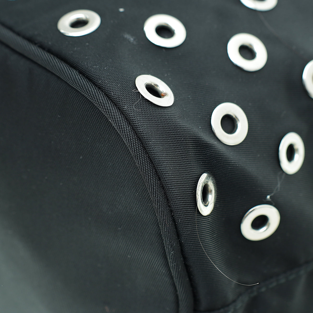 Prada Black Tessuto Grommets Mini Bucket Crossbody Bag