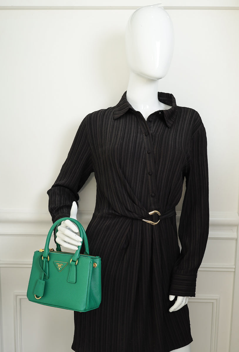 Prada Mango Green Galleria Small Tote Bag