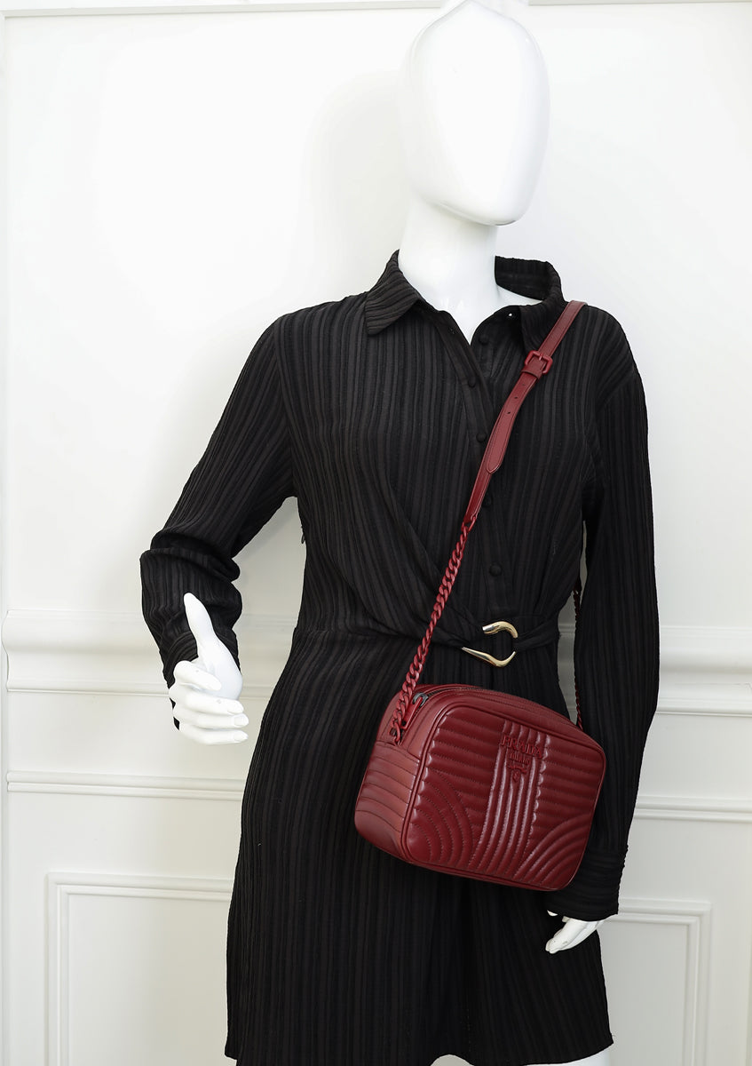 Prada Burgundy Diagramme Soft Calf Camera Bag