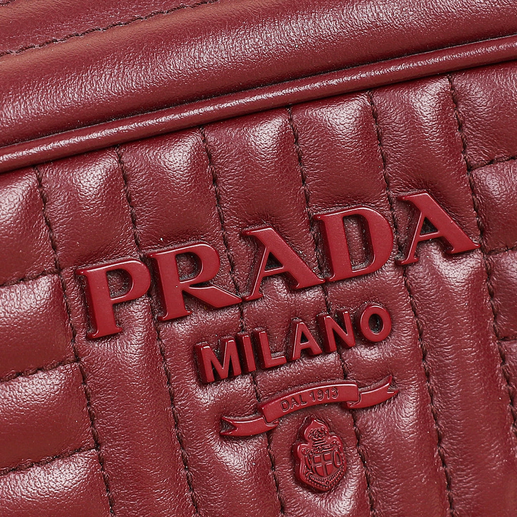 Prada Burgundy Diagramme Soft Calf Camera Bag