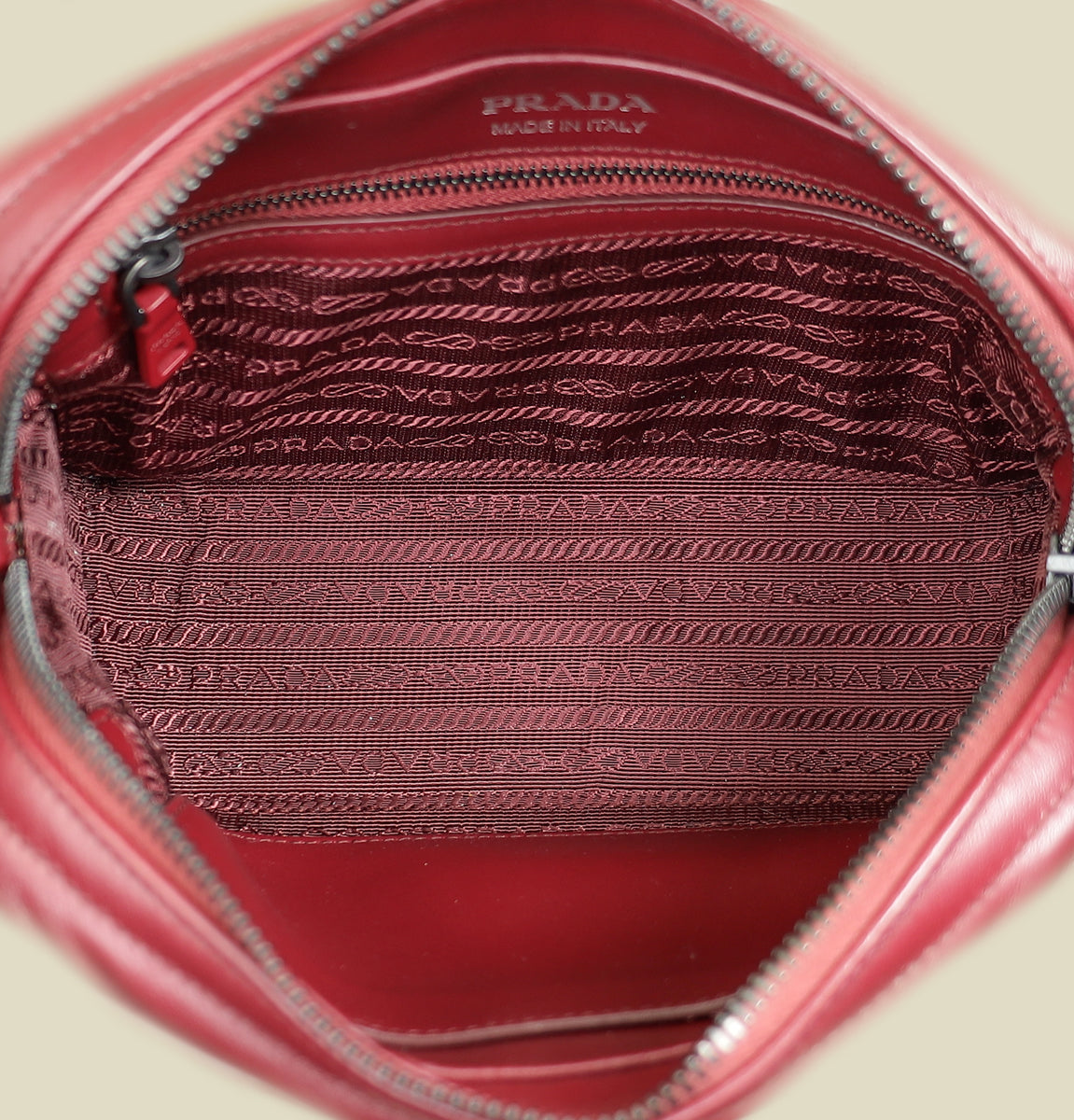 Prada Burgundy Diagramme Soft Calf Camera Bag