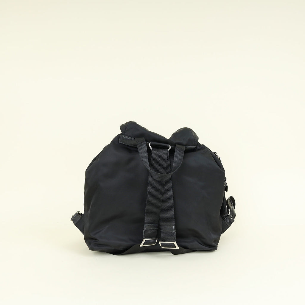 Prada Black Re-Nylon Medium Backpack w/ Pouch
