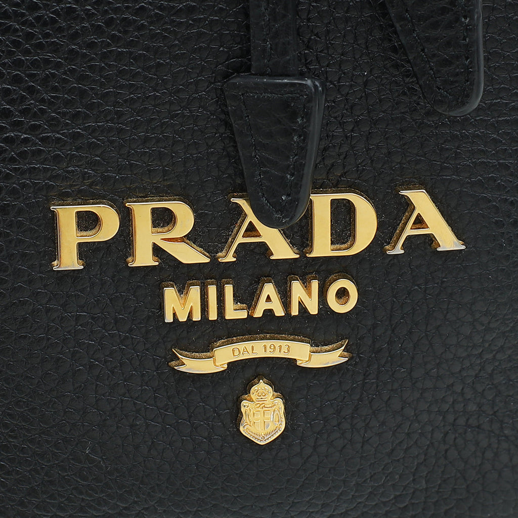 Prada Black Vitello Phenix Bucket Bag