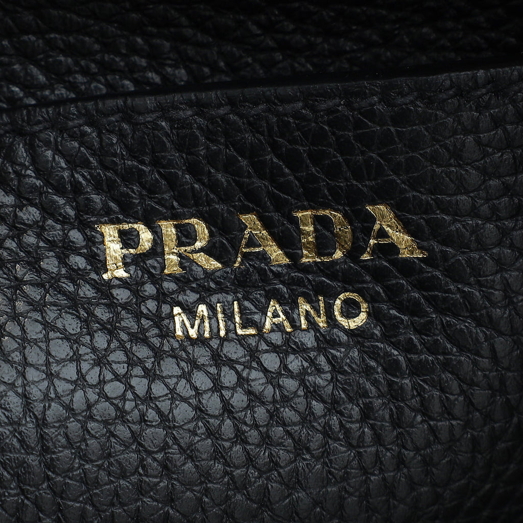Prada Black Vitello Phenix Bucket Bag
