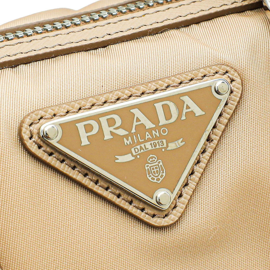 Prada Cammeo Beige Tessuto Re-Edition 2005 Bauletto Bag