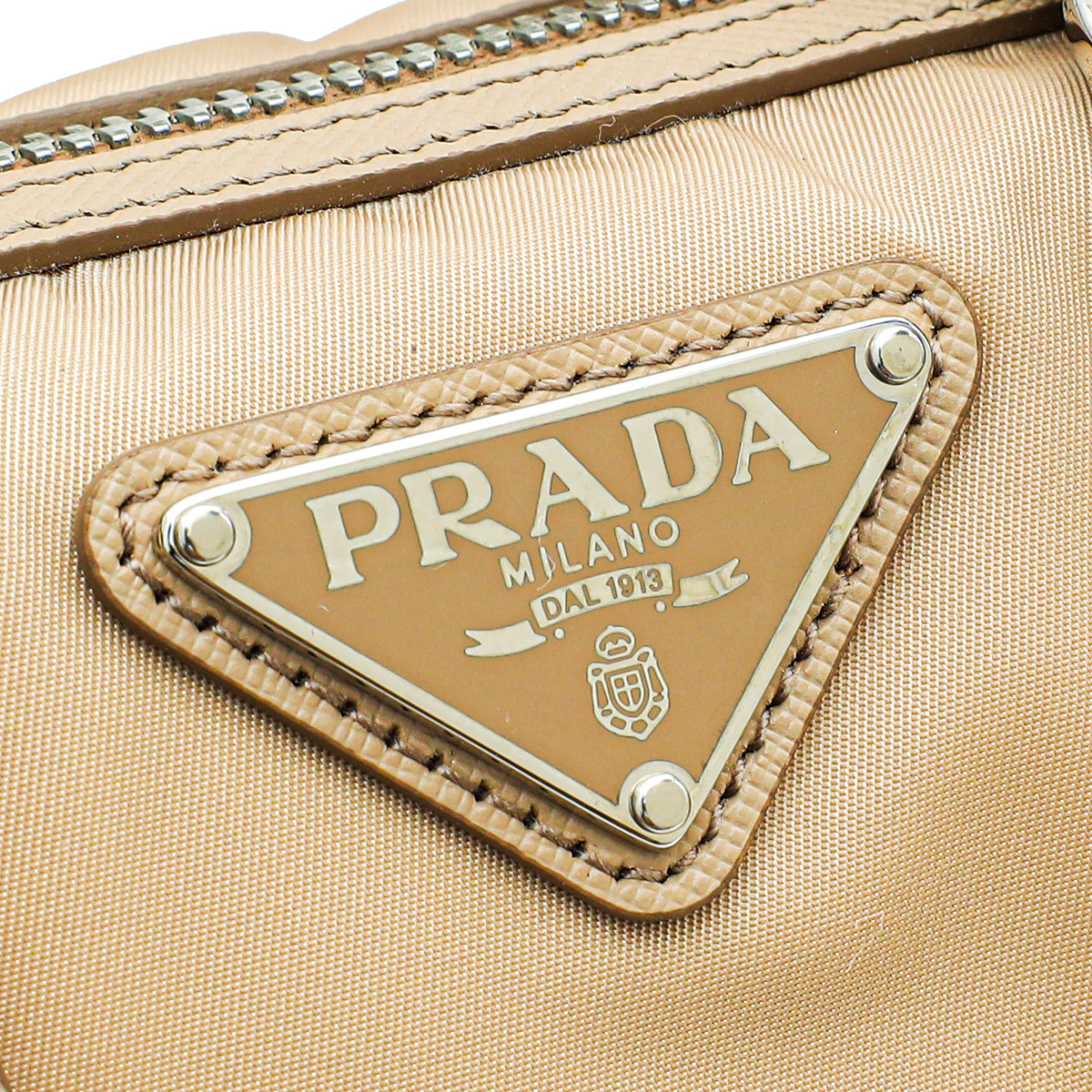 Prada Cammeo Beige Tessuto Re-Edition 2005 Bauletto Bag