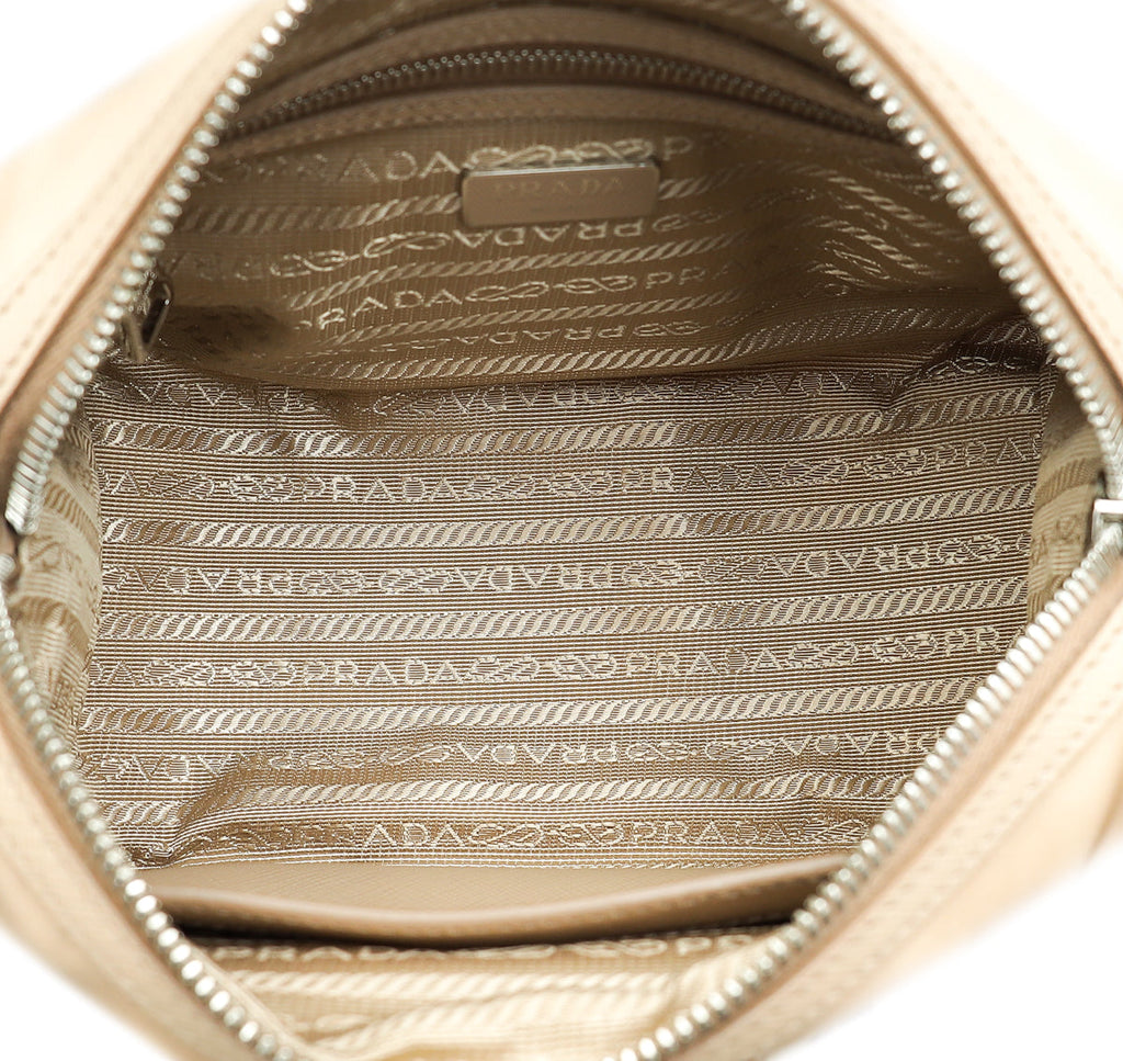 Prada Cammeo Beige Tessuto Re-Edition 2005 Bauletto Bag