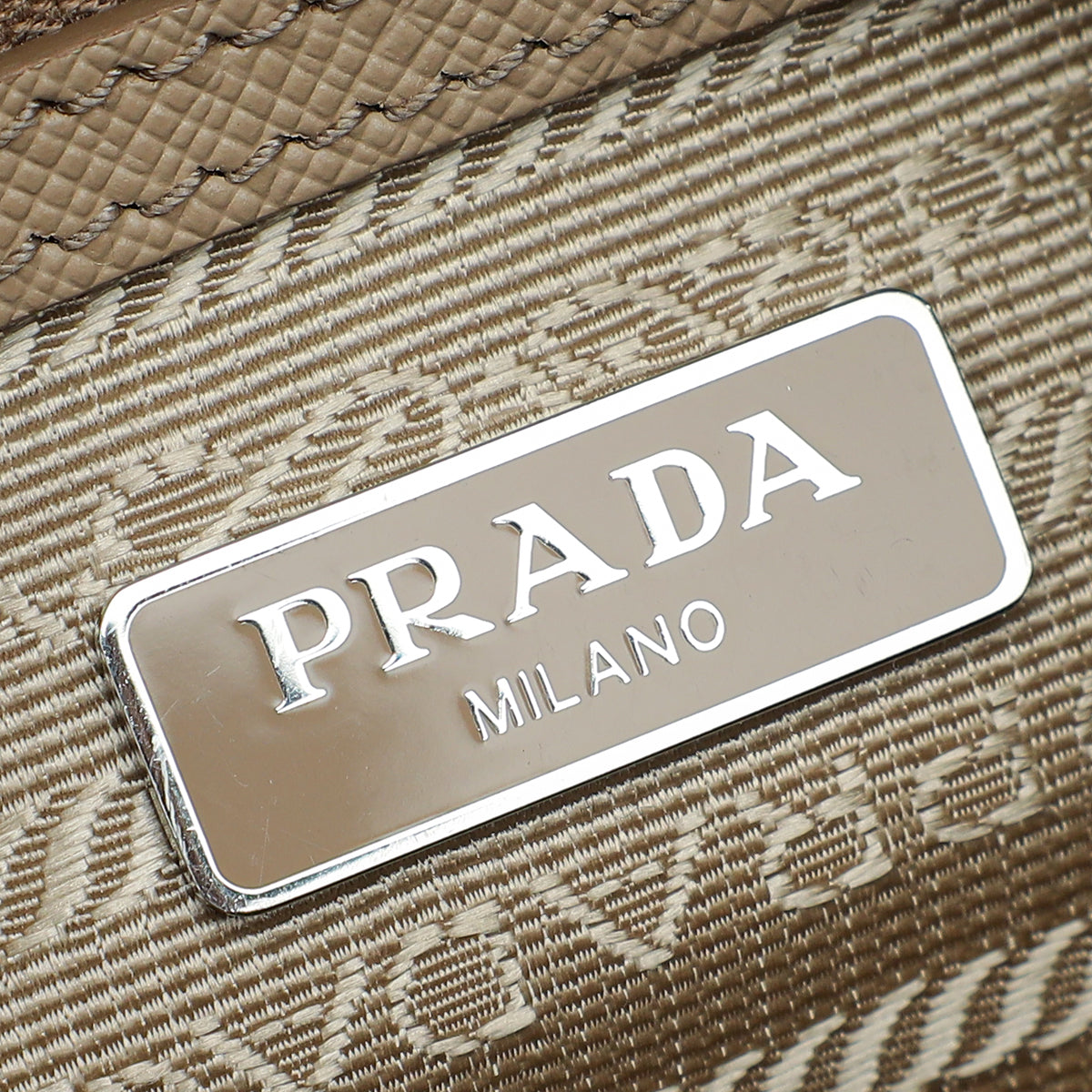 Prada Cammeo Beige Tessuto Re-Edition 2005 Bauletto Bag
