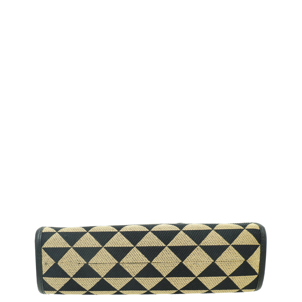 Prada Bicolor Symbole Embroidered Fabric Small Tote Bag