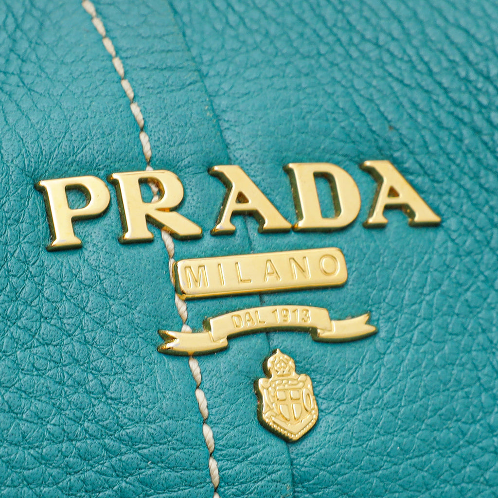 Prada Teal Vitello Daino Hobo Bag