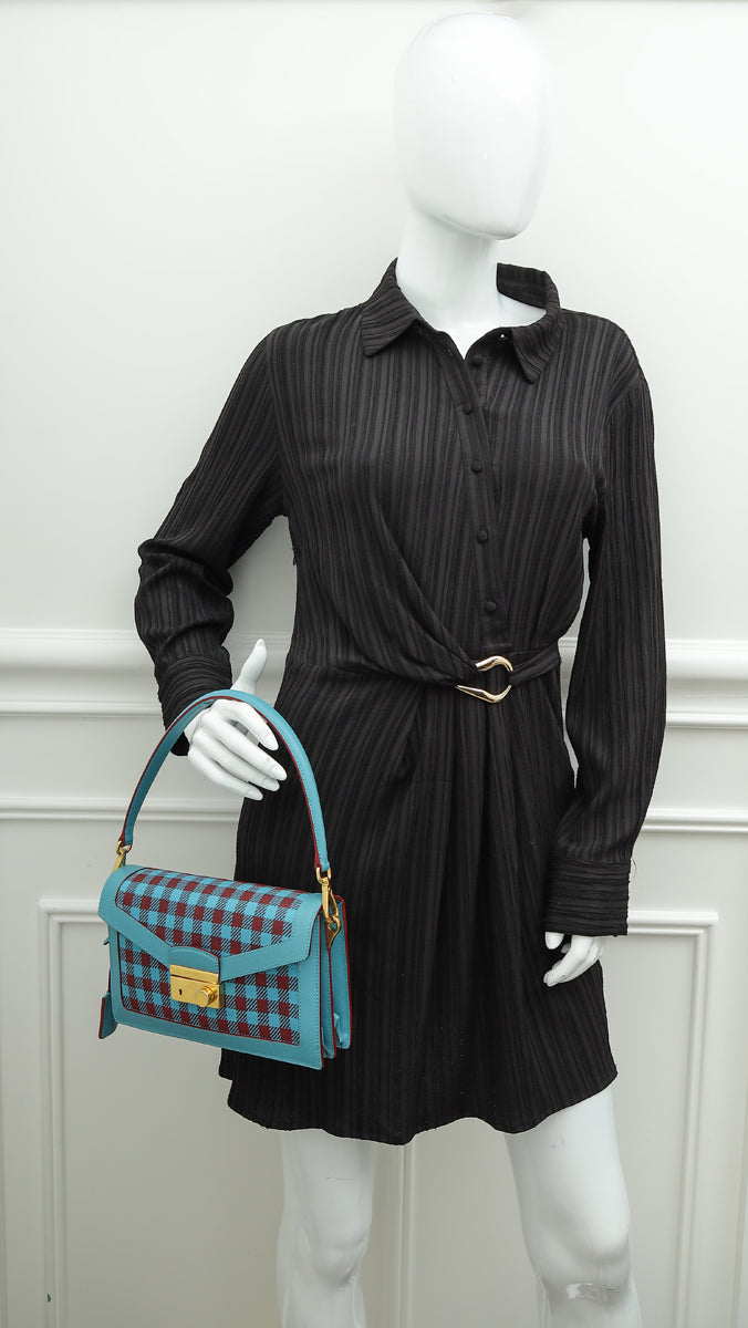 Prada Bicolor Houndstooth Jacquard Vichy Sound Shoulder Bag