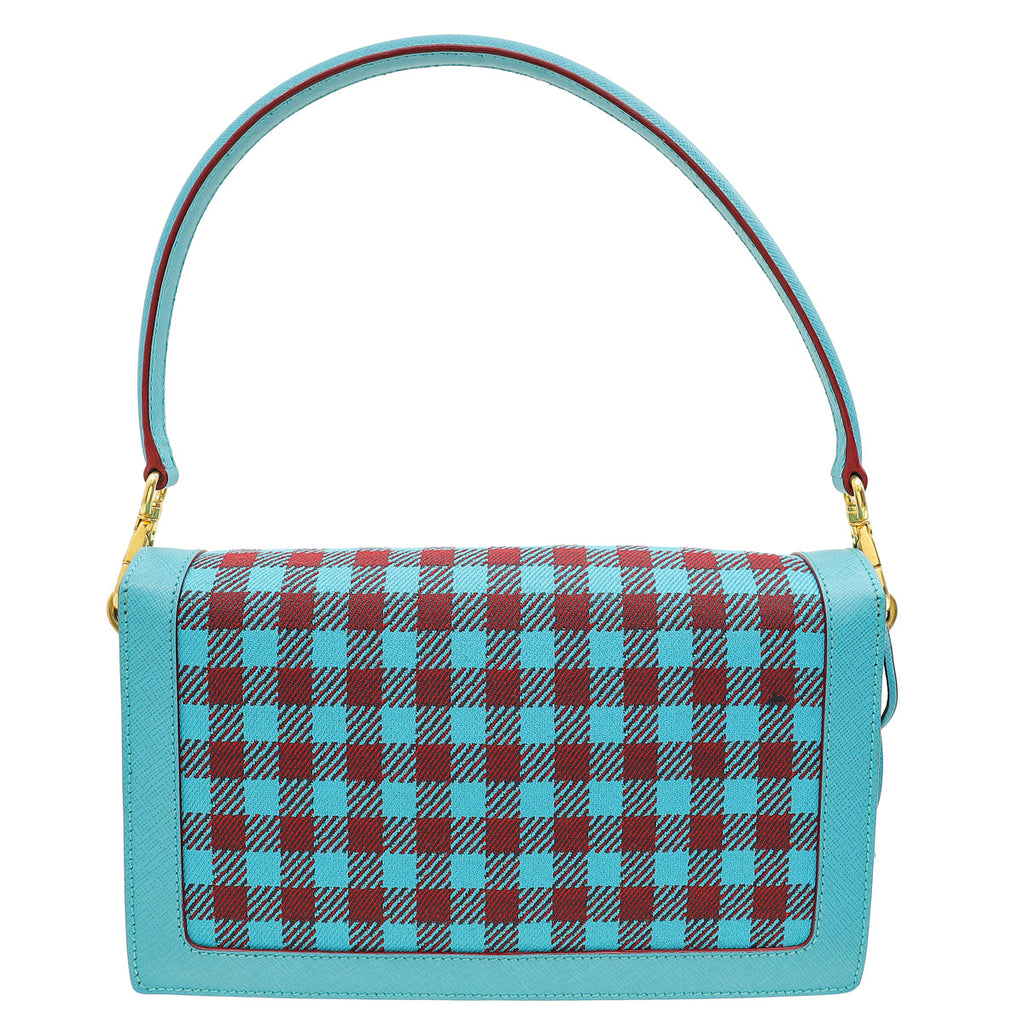 Prada Bicolor Houndstooth Jacquard Vichy Sound Shoulder Bag
