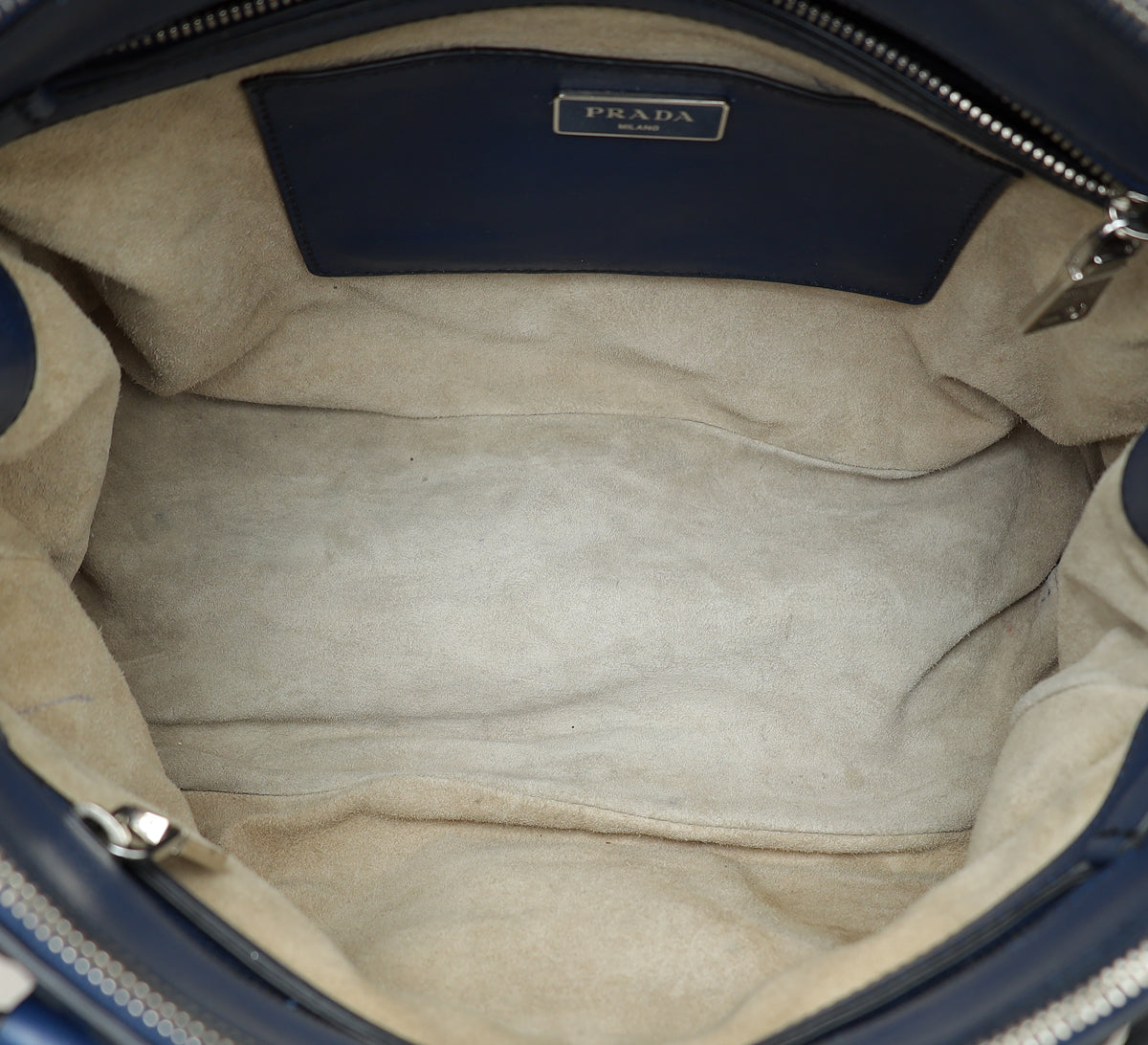 Prada Blue City Hand Stitched Galleria Tote Medium Bag