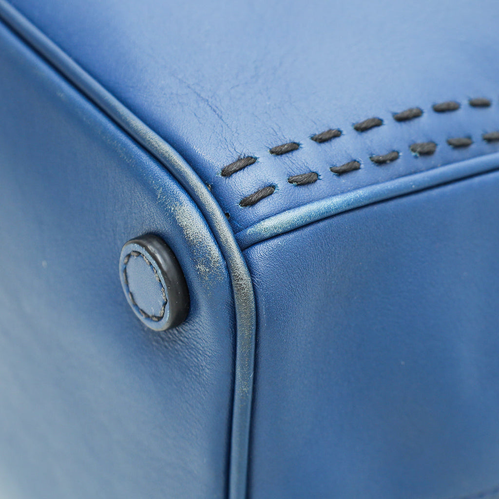 Prada Blue City Hand Stitched Galleria Tote Medium Bag