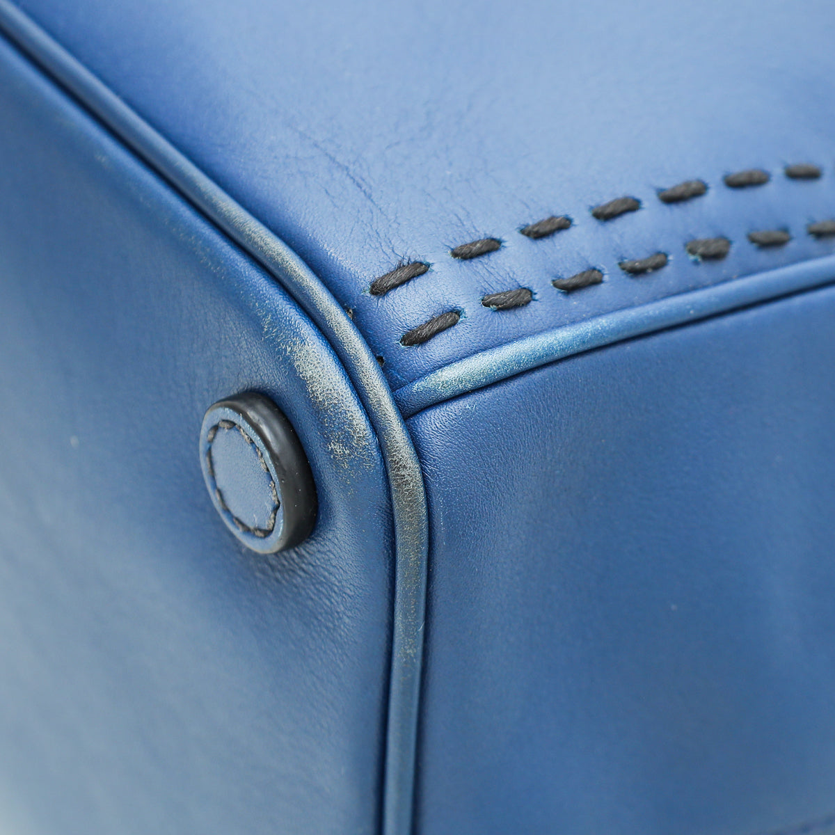 Prada Blue City Hand Stitched Galleria Tote Medium Bag