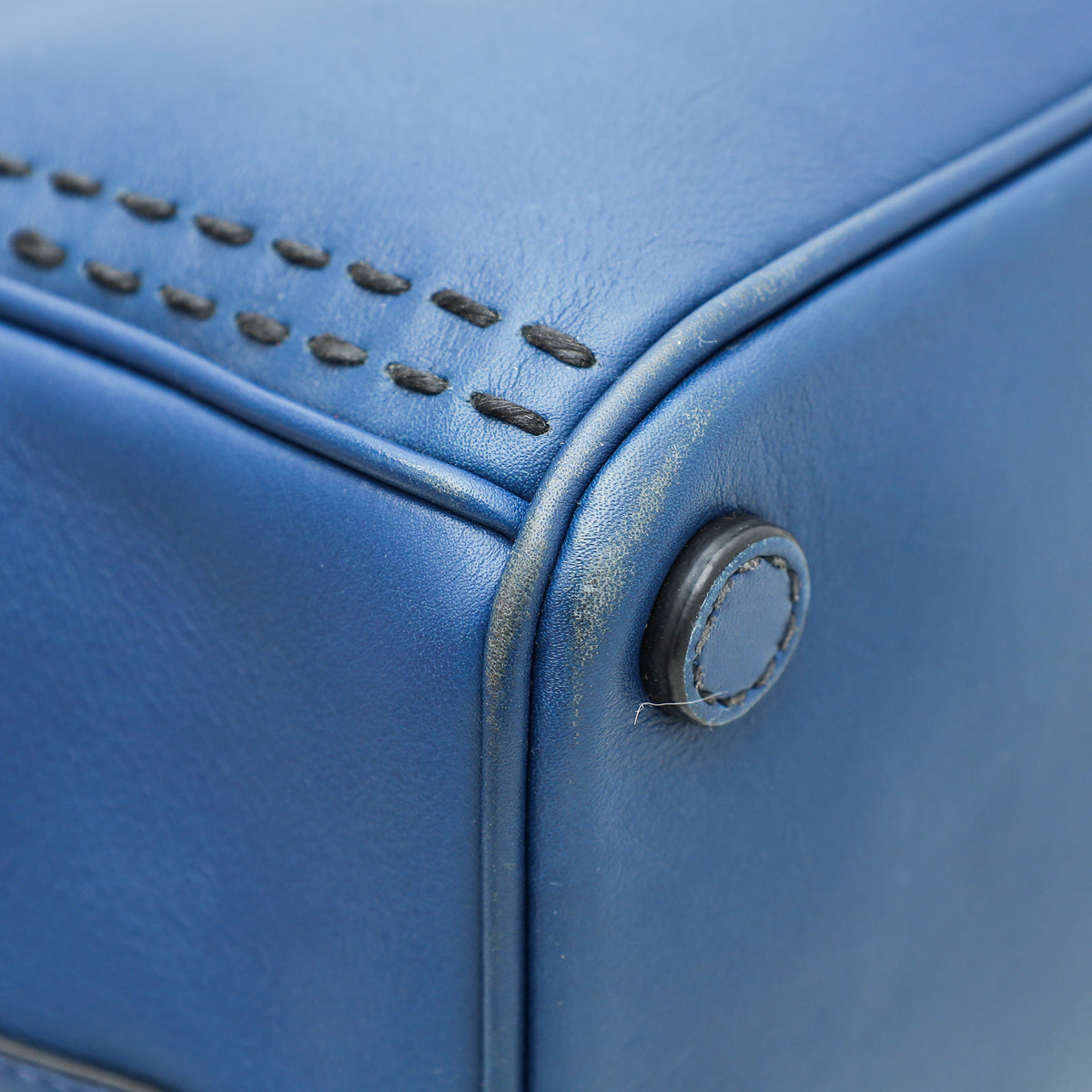 Prada Blue City Hand Stitched Galleria Tote Medium Bag
