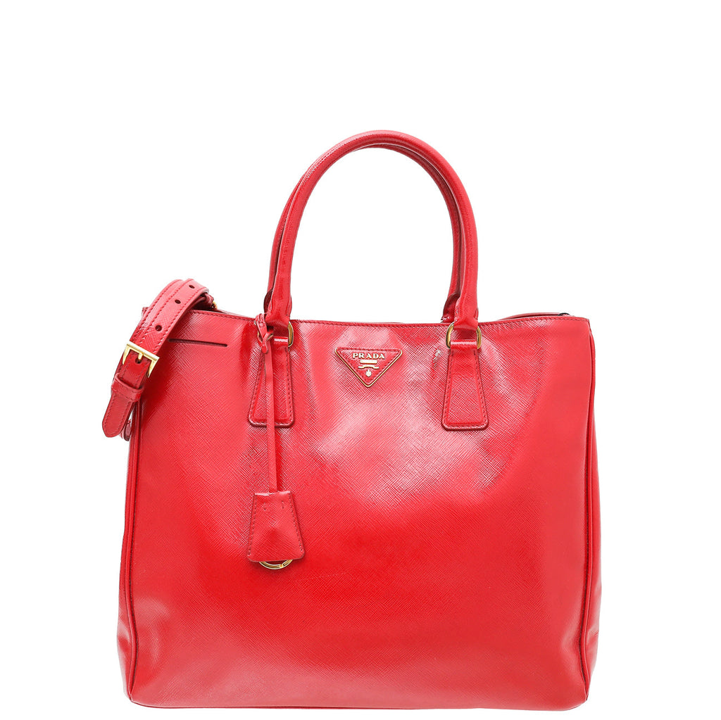 Prada Red Vernice Vertical Tote Bag