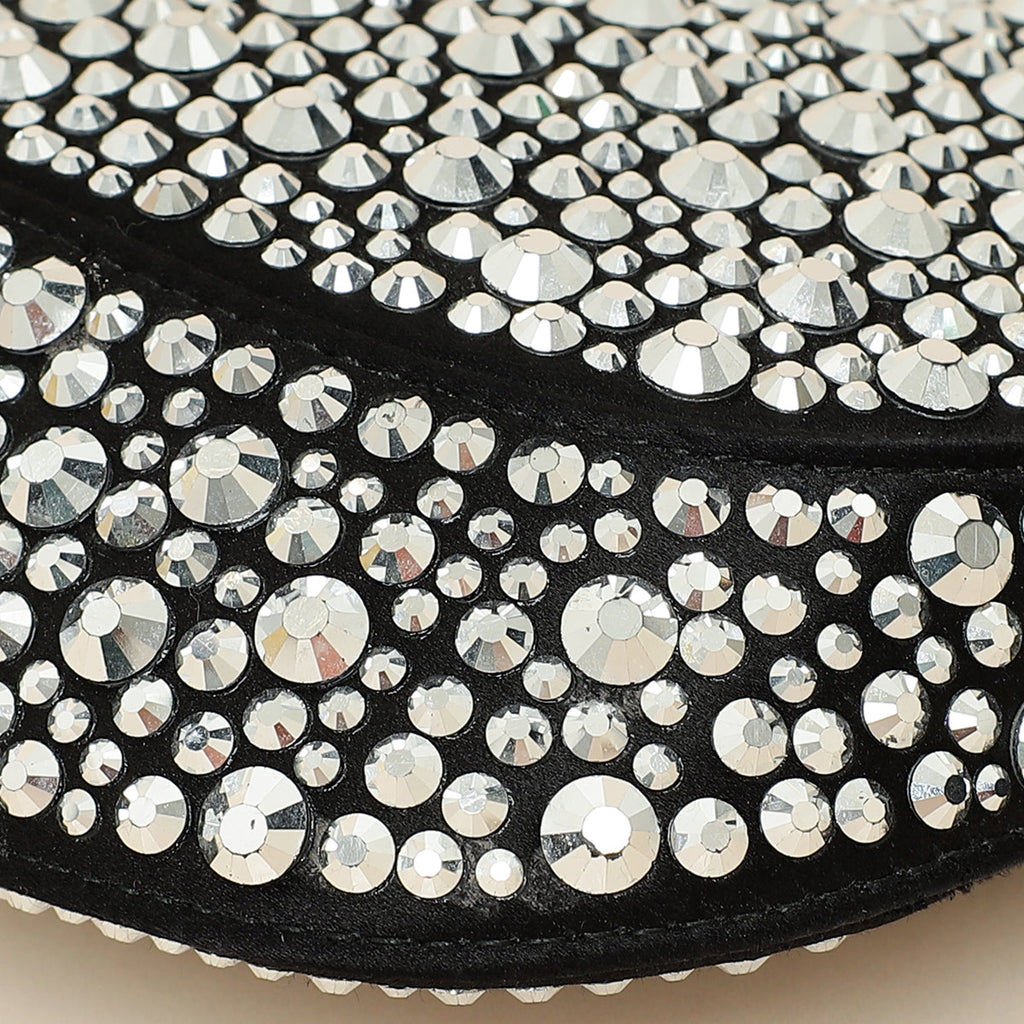 Prada Black Metal Crystal-Embellished Satin Cleo Bag