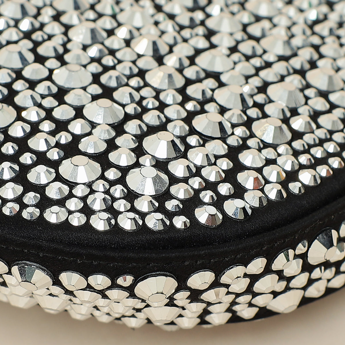 Prada Black Metal Crystal-Embellished Satin Cleo Bag