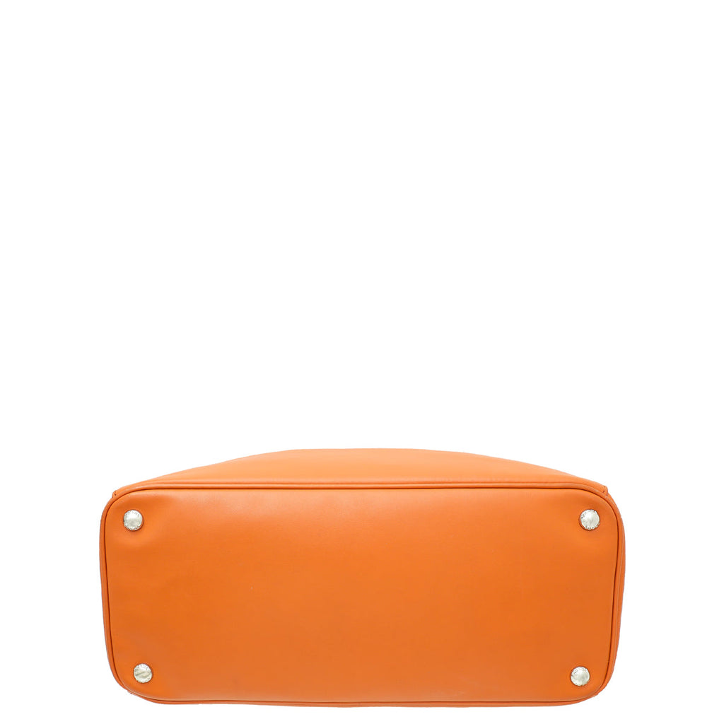 Prada Orange City Galleria Large Tote Bag