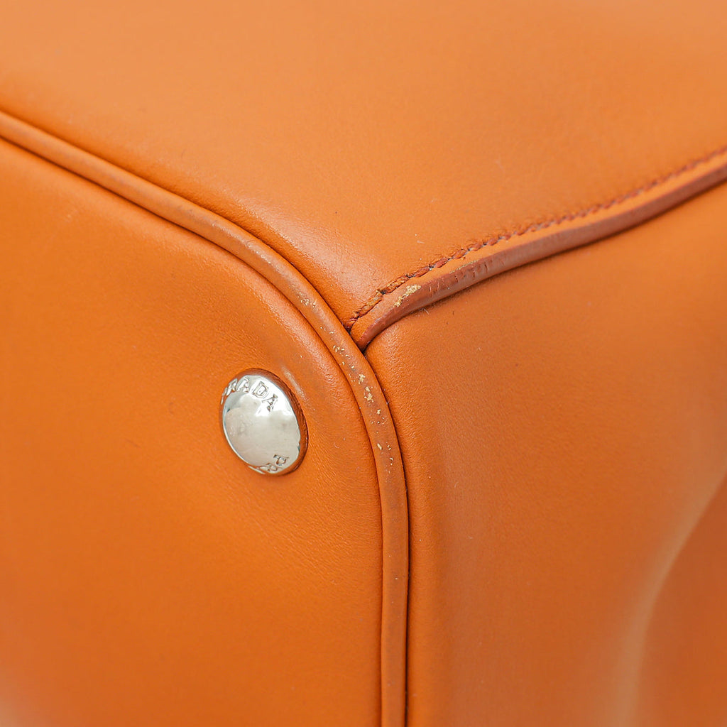 Prada Orange City Galleria Large Tote Bag