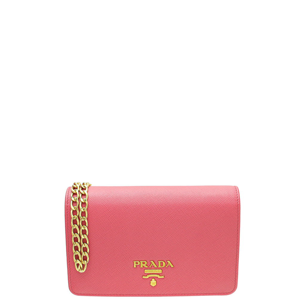 Prada Peonia Pink Lux Wallet on Chain