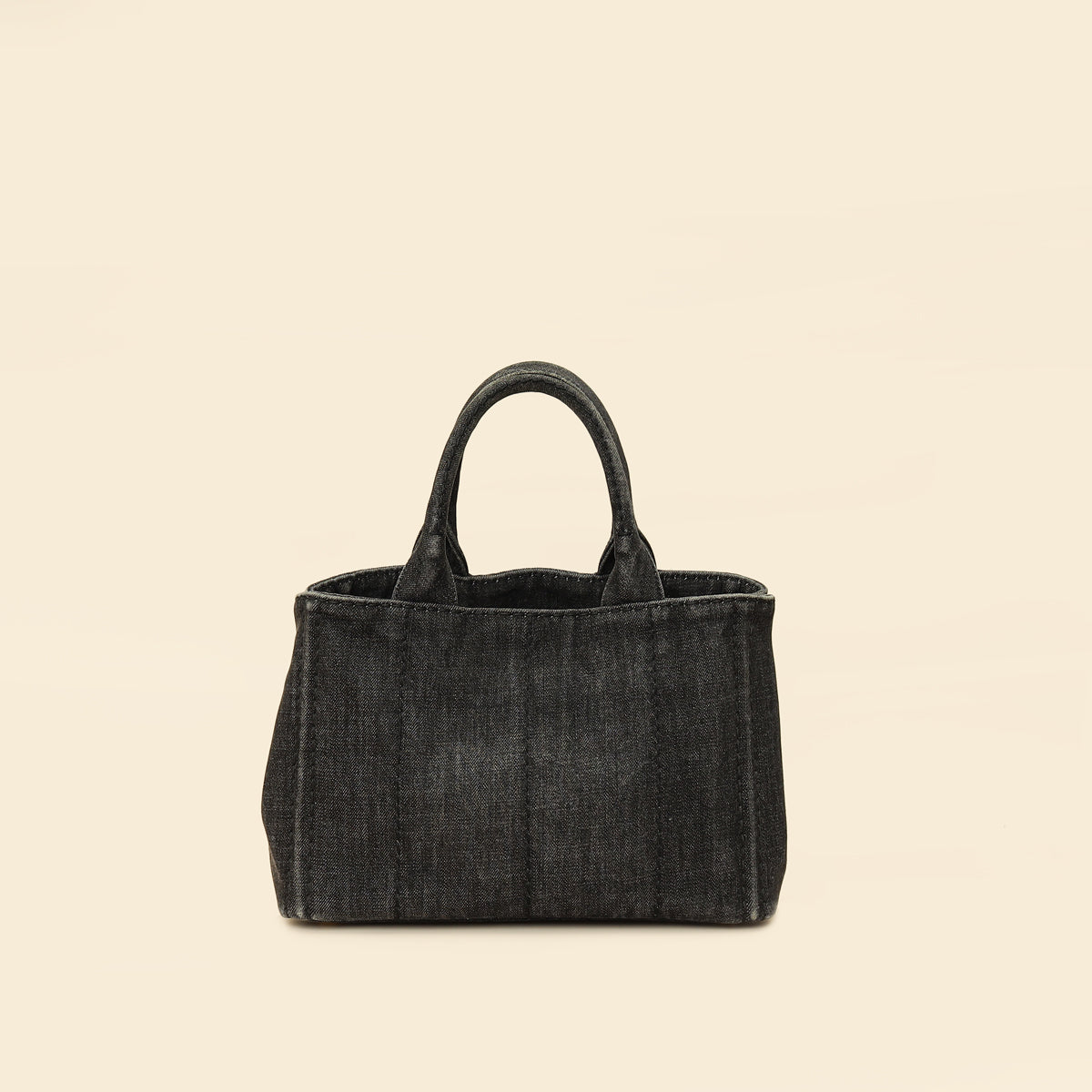 Prada Black Denim Logo-Print Small Tote Bag