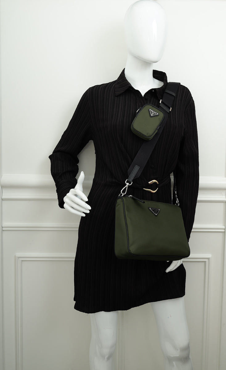 Prada Kaki Re-Nylon Shoulder Bag