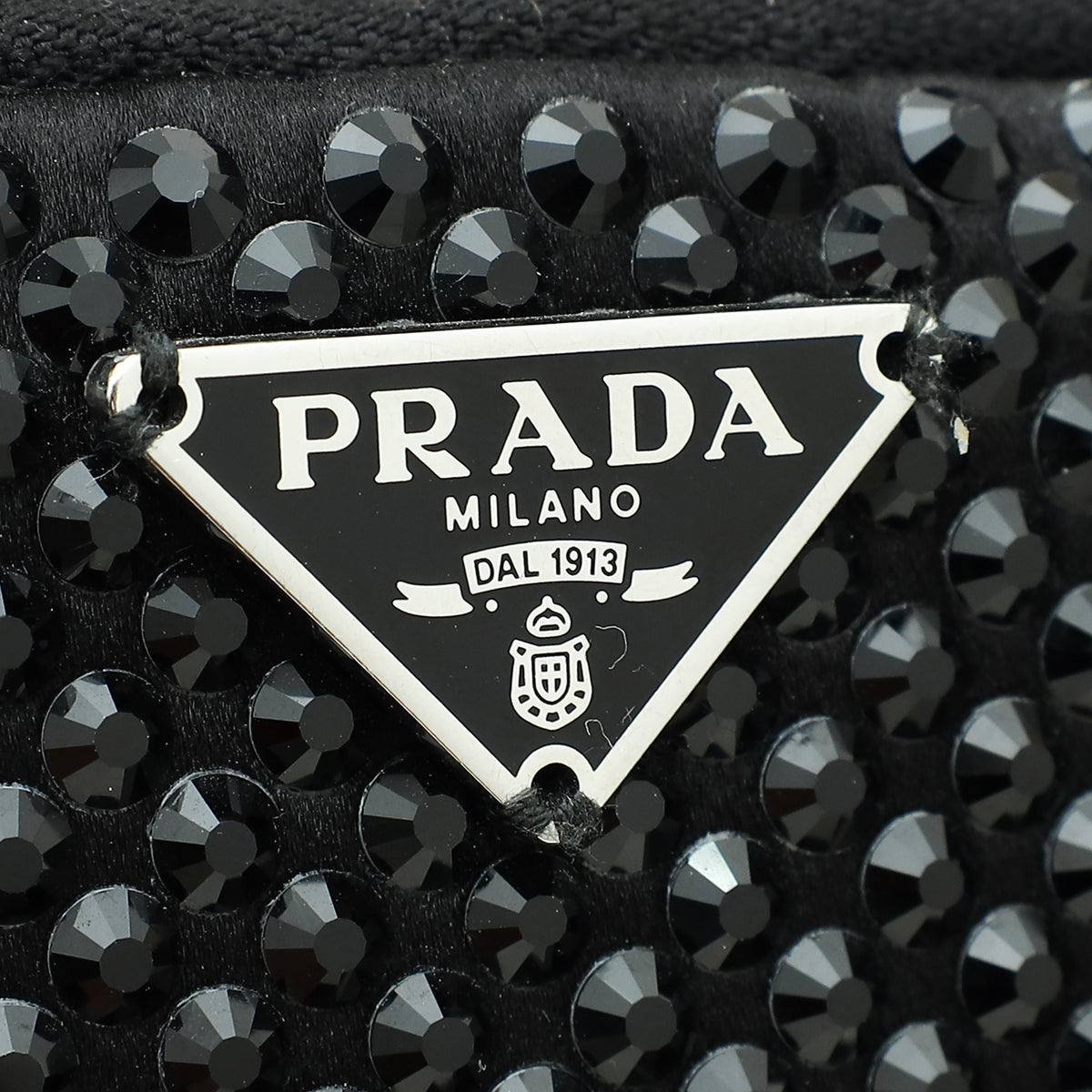 Prada Black Satin Crystal Zip Phone Case Crossbody Bag