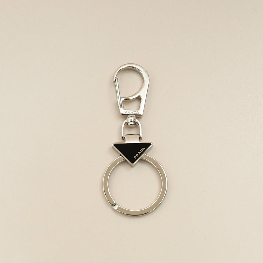 Prada Black Triangle Logo Keychain