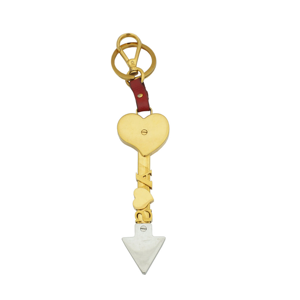 Prada Red Heart Arrow Bag Charm Key Holder A-S LETTERS