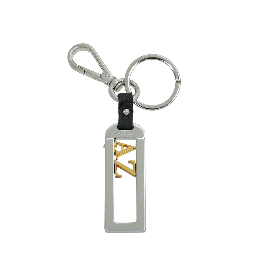 Prada 2 Tone Letter Move Metal Keychain