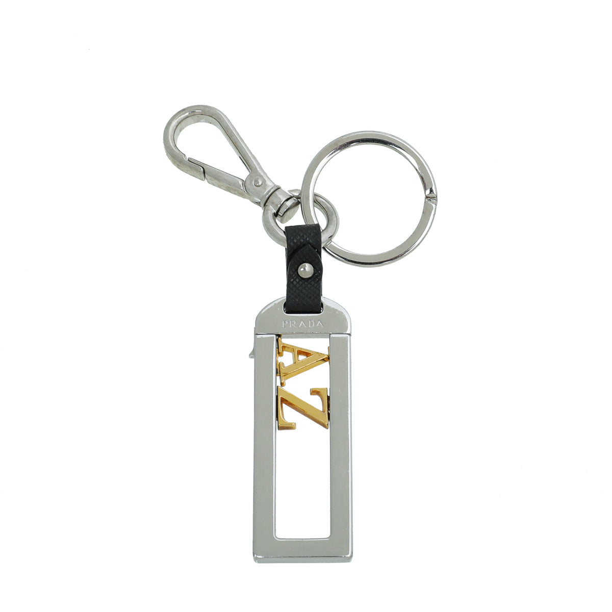 Prada 2 Tone Letter Move Metal Keychain