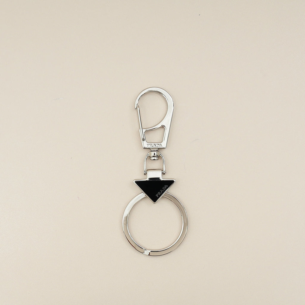 Prada Black Triangle Logo Keychain