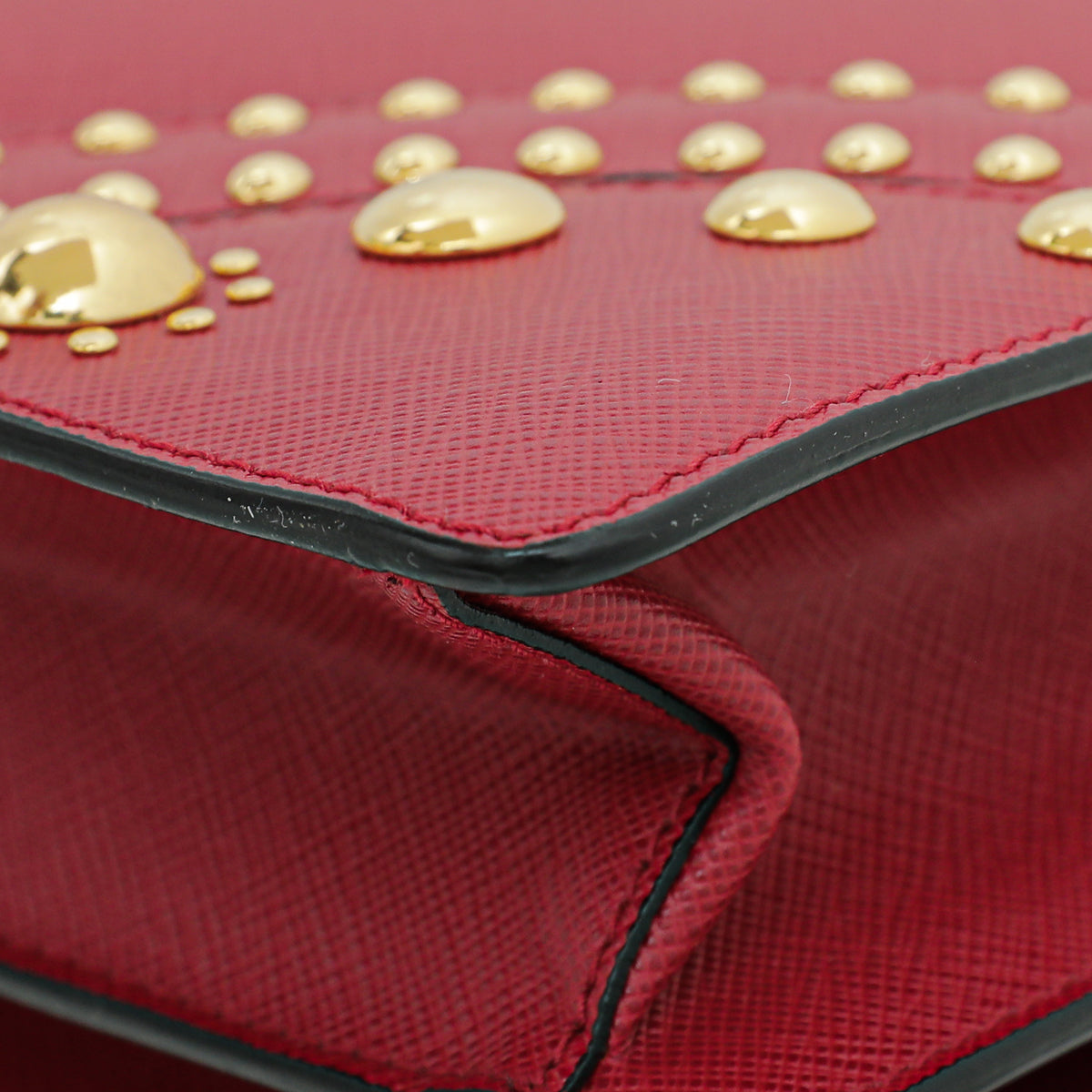 Prada Fuoco Lux Studded Handle Bag